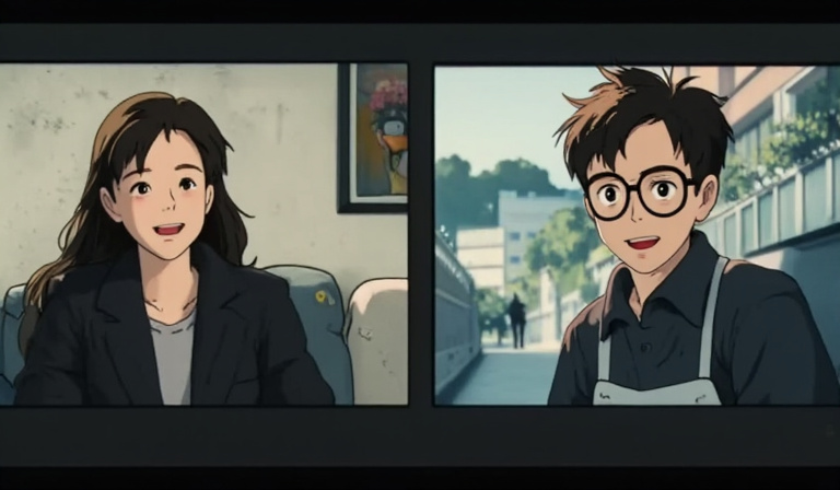 a split screen showing a primary interview shot on the left and b-roll footage of related action on the right, representing cutaway editing