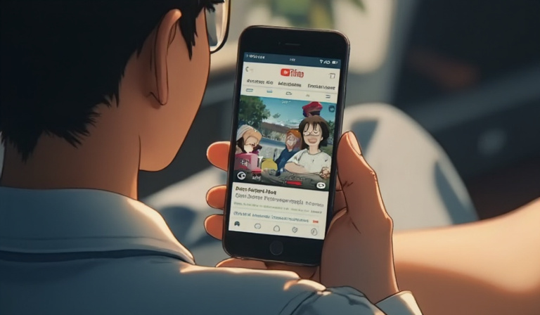 A person scrolling through YouTube Shorts on a smartphone, visually illustrating the scroll-stop moment